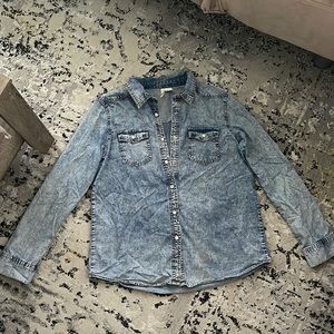 Denim Acid Wash Button Up